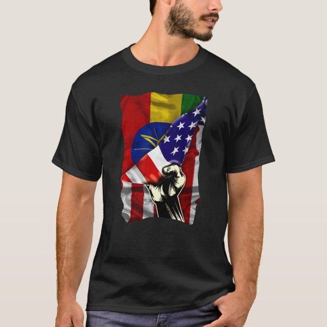 Halbe amerikanische Flagge äthiopische ROOTS USA F T-Shirt (Vorderseite)