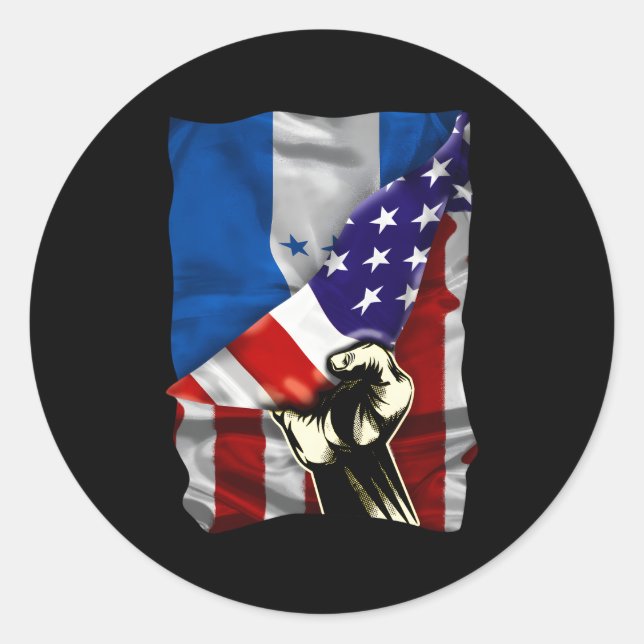 Halbe amerikanische Flagge Honduran Roots Usa Flag Runder Aufkleber (Vorderseite)