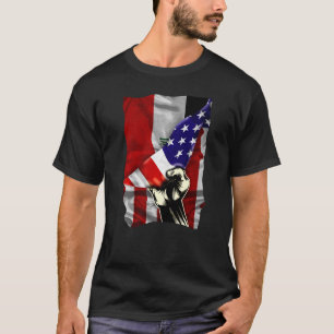 Halbe amerikanische Flagge Irakisch ROOTS USA Flag T-Shirt