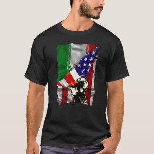 Halbe amerikanische Flagge iranische ROOTS USA Fla T-Shirt