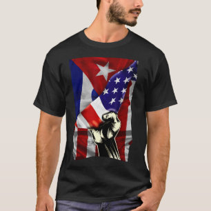 Halbe amerikanische Flagge Kubanische ROOTS USA Fl T-Shirt
