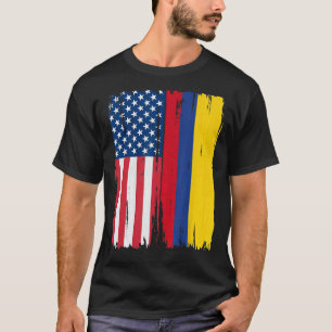 Halbe amerikanische Flagge Roots USA Kolumbien T-Shirt