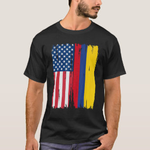 Halbe amerikanische Flagge Roots USA Kolumbien T-Shirt
