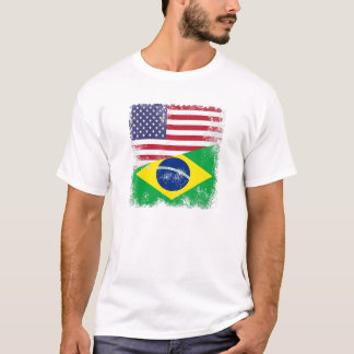 Halbe brasilianische Flagge | Vintag Brasilien USA T-Shirt