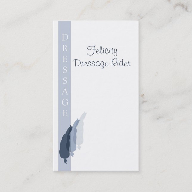 Halbe Durchlaufgraphik des blauen Dressage Visitenkarte (Vorderseite)