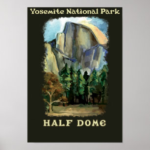 Halbe Haube, Yosemite Nationalpark Vintag-ähnlich Poster