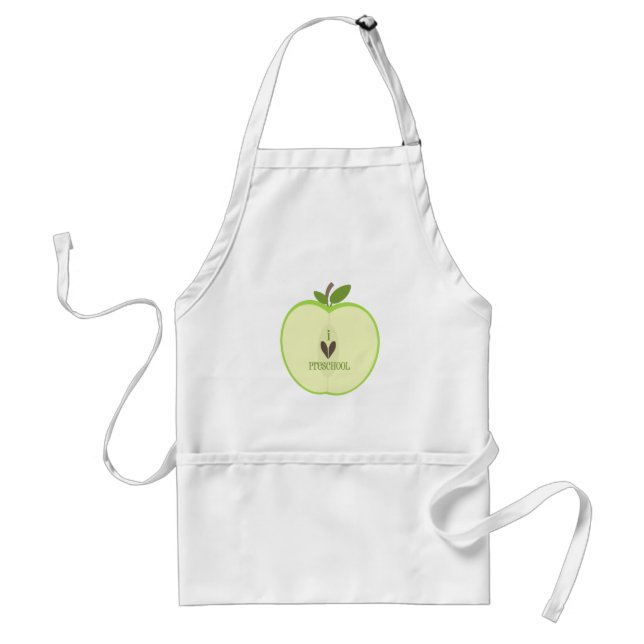 Halbe I Liebe-Vorschule Lehrer-Schürze-Grün-Apples Schürze (Vorne)