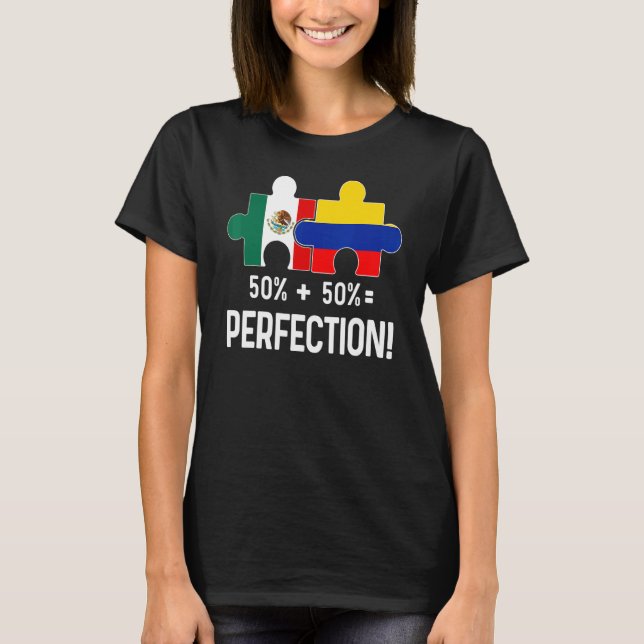 Halbe kolumbianische halb mexikanische Flag Map DN T-Shirt (Vorderseite)