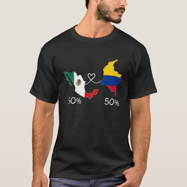 Halbe kolumbianische halb mexikanische Flag Map Li T-Shirt (Vorderseite)