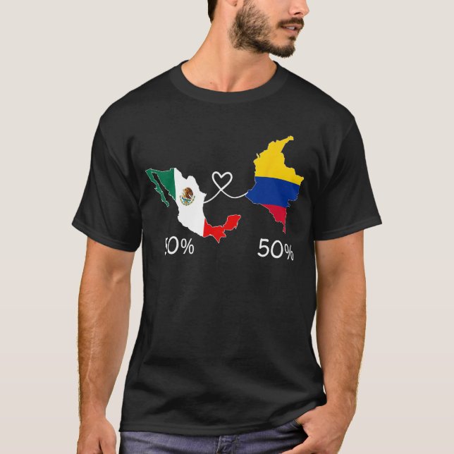 Halbe kolumbianische halb mexikanische Flag Map Li T-Shirt (Vorderseite)