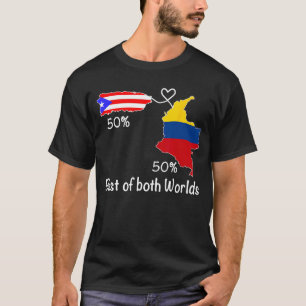 Halbe kolumbianische Half Puerto Rico Flag Karte B T-Shirt