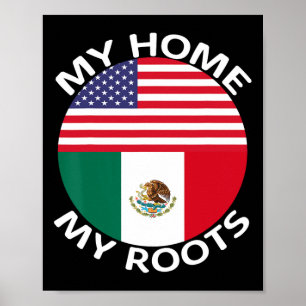 Halbe mexikanische Halbamerikanische Flagge USA Me Poster