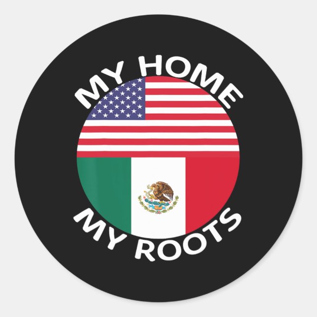 Halbe mexikanische Halbamerikanische Flagge USA Me Runder Aufkleber (Vorderseite)