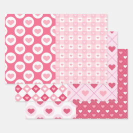 Halbe N halbes Shabby Chic rosa Herzmischung Geschenkpapier Set