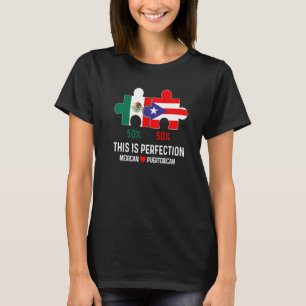Halbe puerto-ricanische Halbmexikanische Flagge Mi T-Shirt