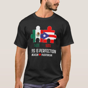 Halbe puerto-ricanische Halbmexikanische Flagge Mi T-Shirt
