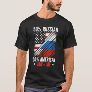 Halbe Russische Halbamerikanische Flagge Russland  T-Shirt