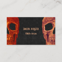 Halbe Skull Gothic Orange Schwarze Textur Tattoo S Visitenkarte