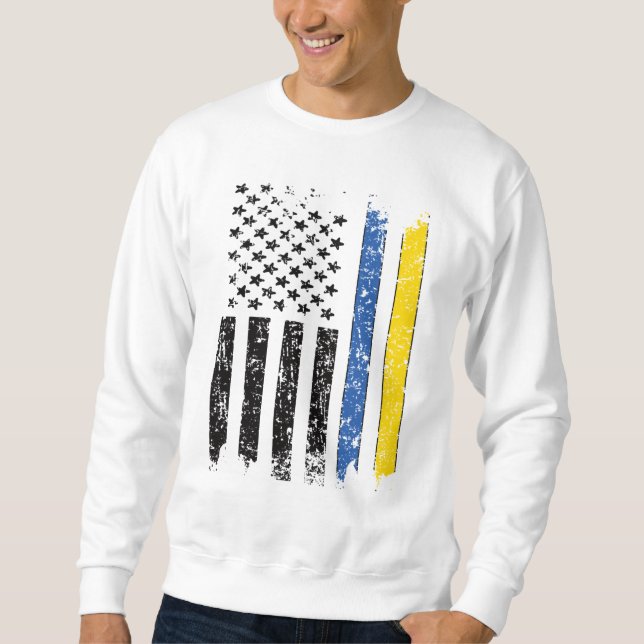 Halbe ukrainische Halbamerikanische Flagge Ukraine Sweatshirt (Vorderseite)