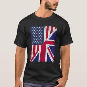 Halbe US-Flagge Half Britische Flagge Amerikanisch T-Shirt