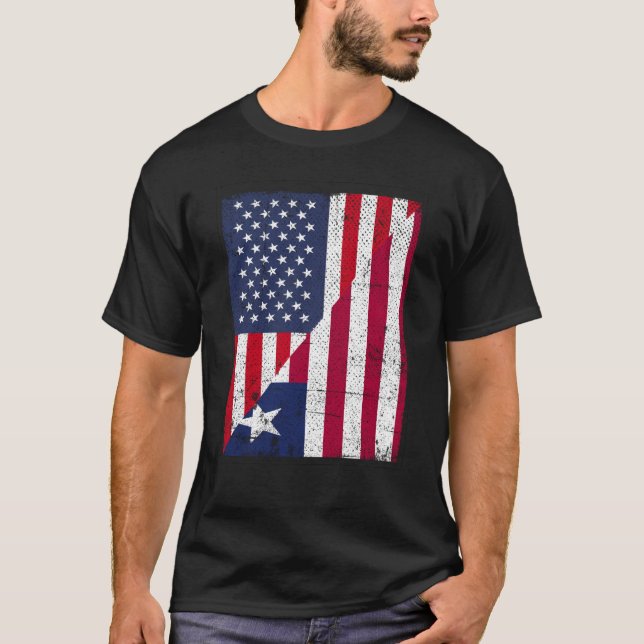 Halbe US-Flagge Half Liberia Flag Amerikanisch Lib T-Shirt (Vorderseite)