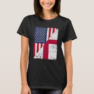 Halbe USA-Flagge halbe England-Flagge amerikanisch T-Shirt