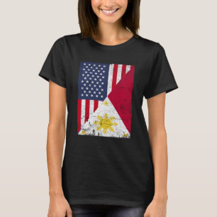 Halbe USA-Flagge Halbe Philippinen-Flagge Amerikan T-Shirt