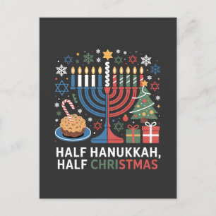 Halbe Weihnachten Half Hanukkah Christmukah Funny Ankündigungspostkarte