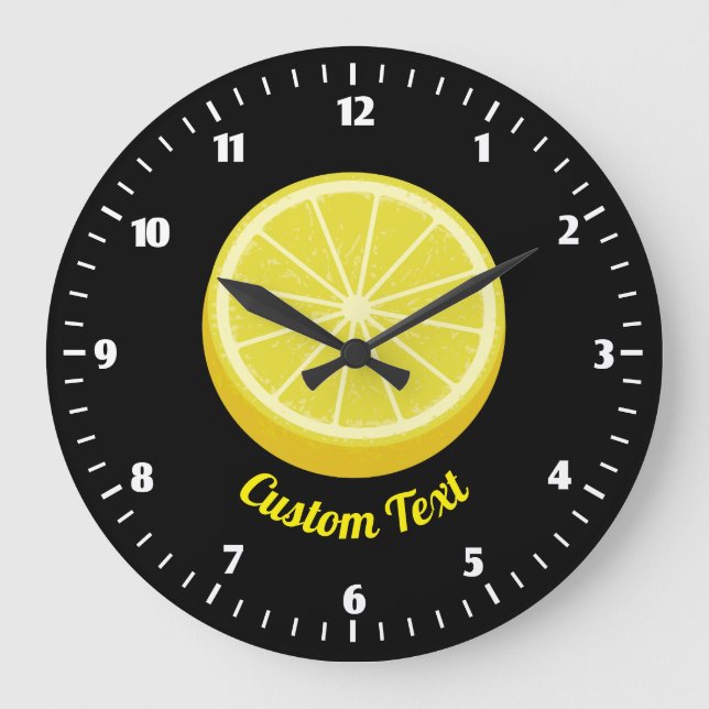 Halbe Zitrone Große Wanduhr (Vorderseite)