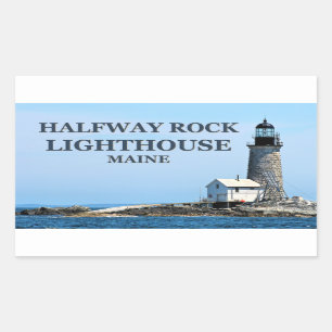 Halber Felsen-Leuchtturm, Maine-Aufkleber Rechteckiger Aufkleber