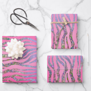 halber Glitzer Rosa Tiger drucken Geschenkpapier Set