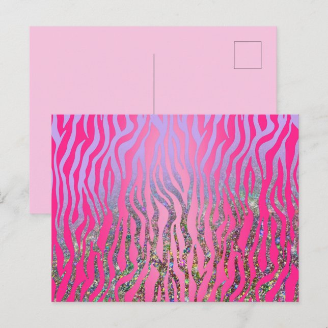 halber Glitzer Rosa Tiger drucken Postkarte (Vorne/Hinten)