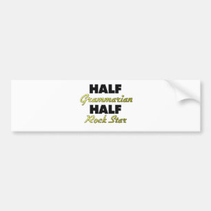 Halber Grammatiker-halber Rockstar Autoaufkleber