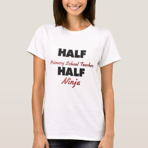 Halber Grundschule-Lehrer halbes Ninja T-Shirt