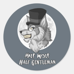 Halber Wolf-halber Herr Runder Aufkleber