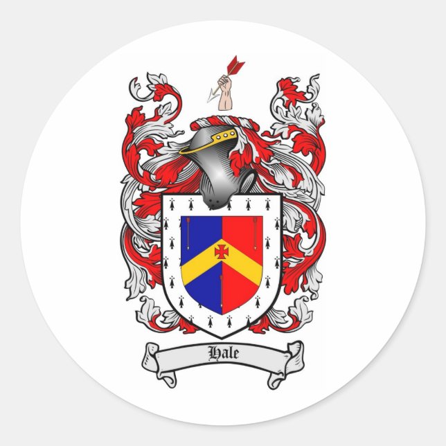 HALBES FAMILIENWAPPEN - HALBSCHOTTE VON WAFFEN RUNDER AUFKLEBER (Vorderseite)