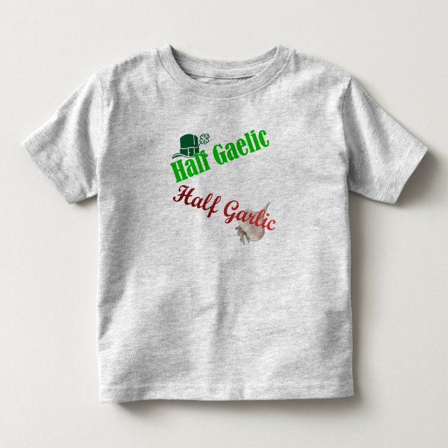 Halbes Gälisch-/halb des Knoblauch-(die Vorlage) Kleinkind T-shirt (Vorderseite)