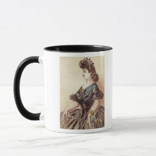 Halbes Längenporträt einer Frau Tasse