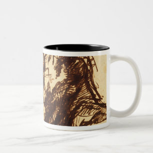 Halbes Längenporträt eines Mannes, der vorbei Zweifarbige Tasse