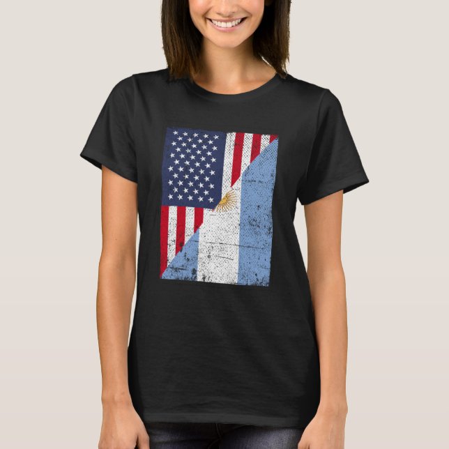 Halbfahne der USA Halbe argentinische Flagge Ameri T-Shirt (Vorderseite)