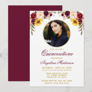 Halbfarbiger, floraler Rundrahmen, glänzend Einladung