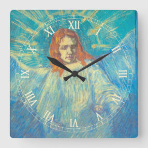 Halbfigur eines Engels von Vincent van Gogh Quadratische Wanduhr