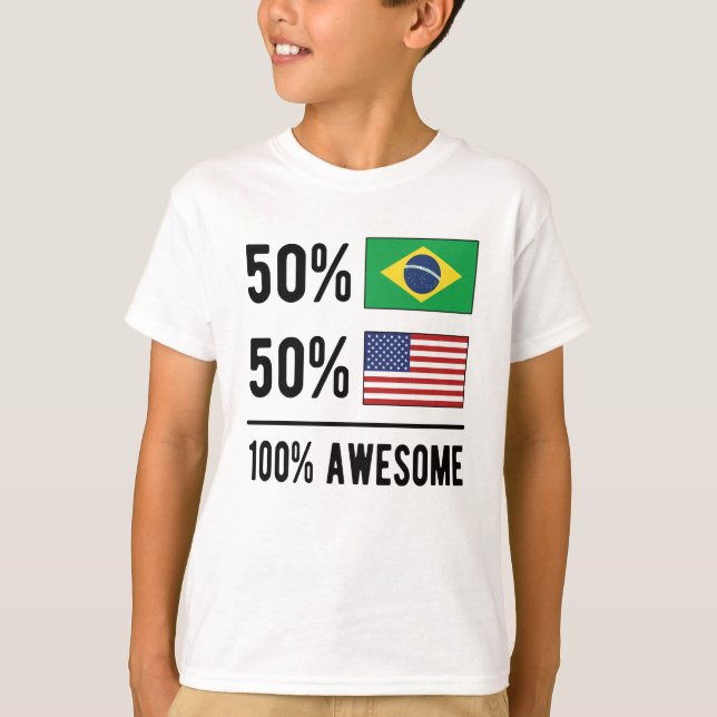 Halbfinale brasilianische Halbamerikanische Flagge T-Shirt (Vorderseite)