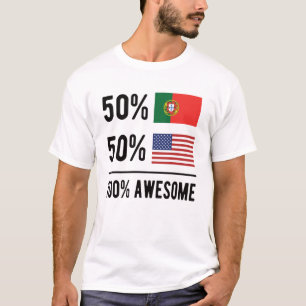 Halbfinale portugiesische Halbamerikanische Flagge T-Shirt