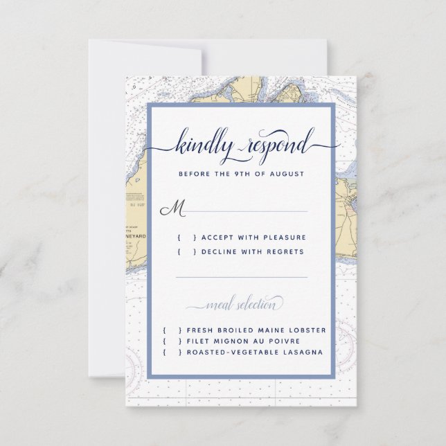 Halbformale RSVP-Karte für Nautische Hochzeit/Vera RSVP Karte (Vorderseite)