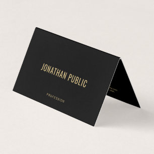 Halbglanzpapier Elegant Schwarz und Gold Gefaltet Visitenkarten