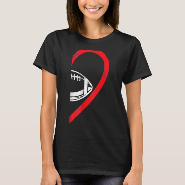 Halbherz American Football rechte Seite Coupl T-Shirt (Vorderseite)
