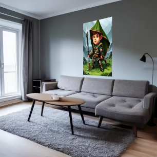 Halbierung eines männlichen Kriegers AI Art Post Poster