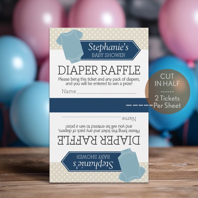 Halbierung für 2 Windeln Raffle - Baby Shower Boy (Custom Diaper Raffle Tickets)