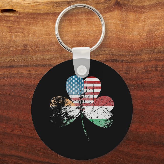 Halbirdisches amerikanisches Kleeblatt unter irisc Schlüsselanhänger (Vorderseite)